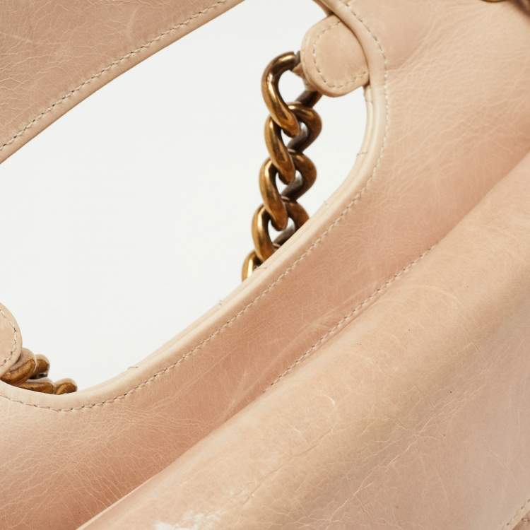 Pre Owned Chanel Beige Quilted Leather Large Perfect Edge Flap Bag