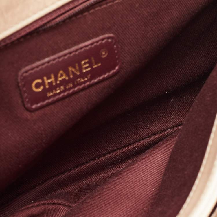 Pre Owned Chanel Beige Quilted Leather Large Perfect Edge Flap Bag