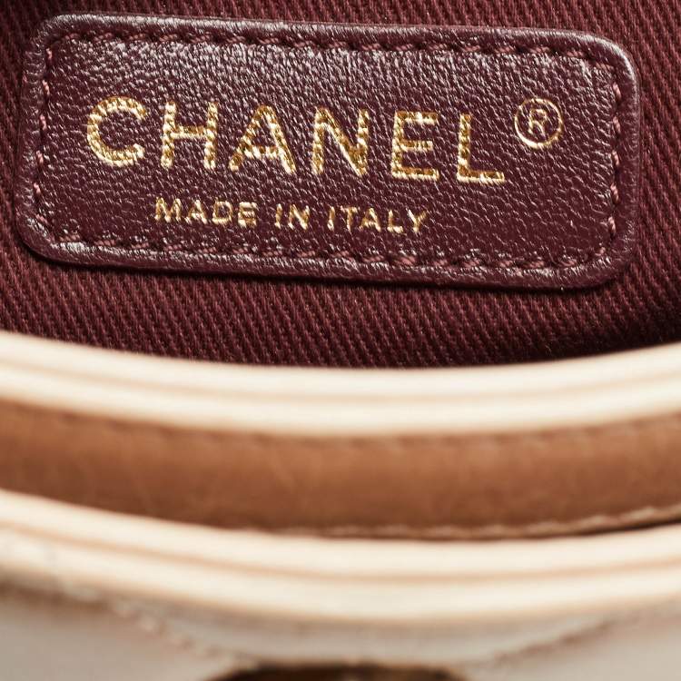 Pre Owned Chanel Beige Quilted Leather Large Perfect Edge Flap Bag