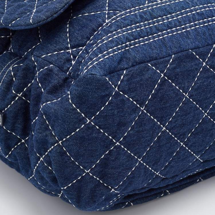 Pre Owned Chanel Blue Quilted Canvas and Leather Travel Duffel Bag