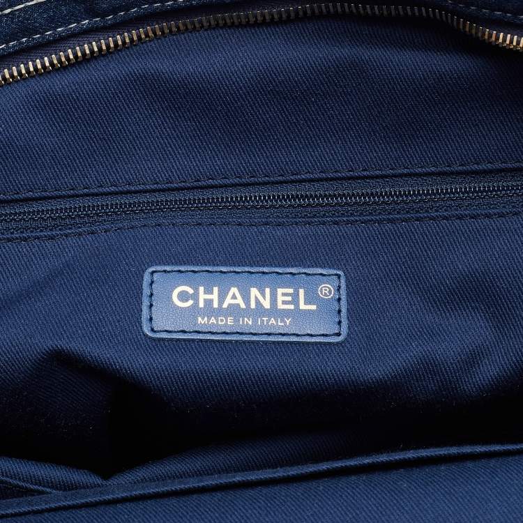 Pre Owned Chanel Blue Quilted Canvas and Leather Travel Duffel Bag