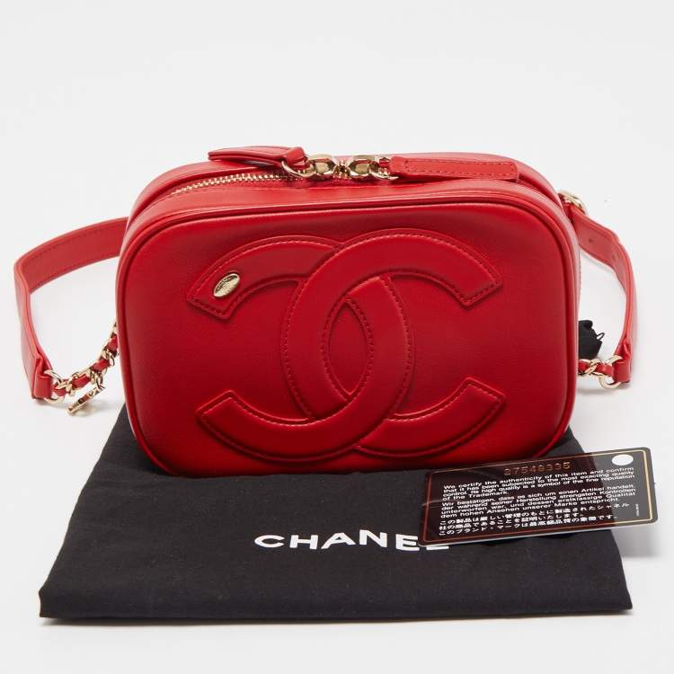 Pre Owned Chanel Red Leather CC Mania Waist Bag