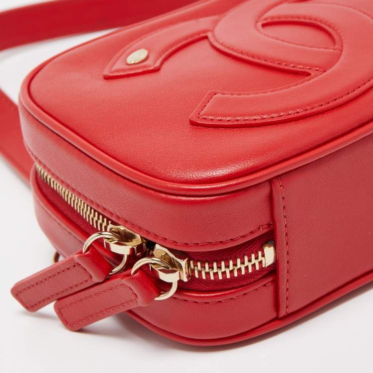 Pre Owned Chanel Red Leather CC Mania Waist Bag