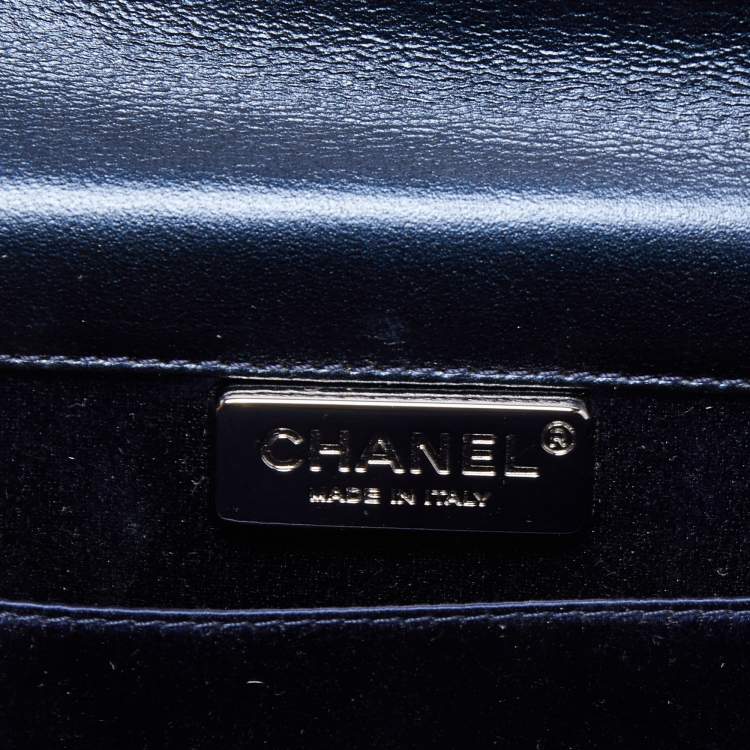 Pre Owned Chanel Navy Blue Sequins and Suede Boy Clutch