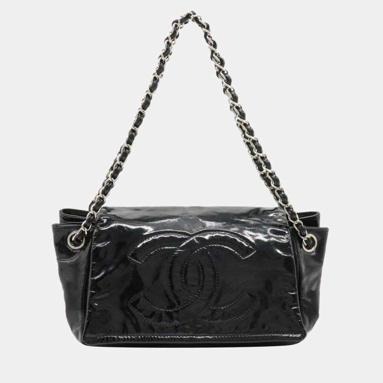Pre Owned Chanel Vintage Black Leather Chain Flap Bag