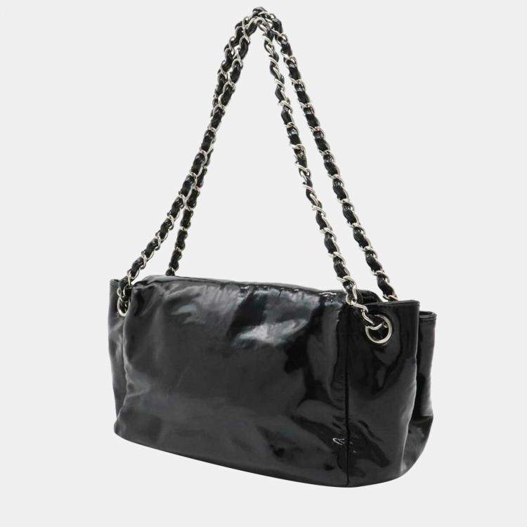 Pre Owned Chanel Vintage Black Leather Chain Flap Bag
