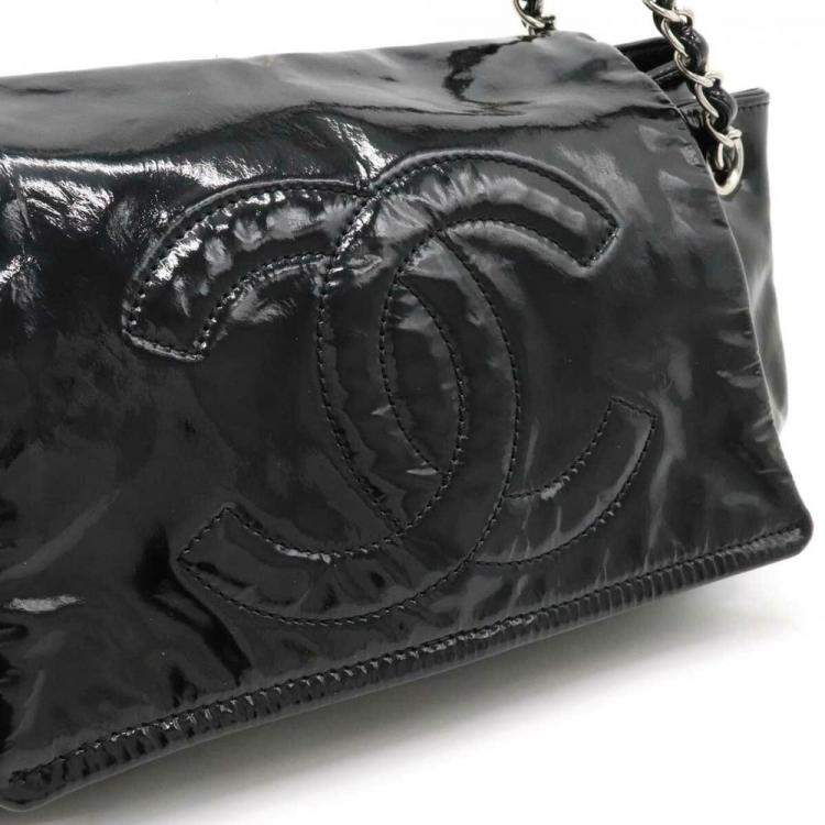 Pre Owned Chanel Vintage Black Leather Chain Flap Bag