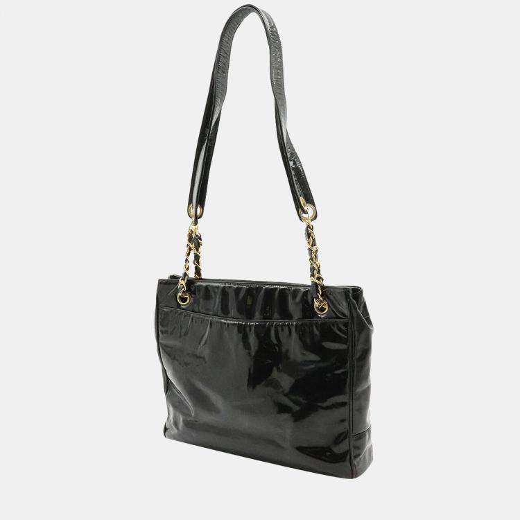 Chanel black patent leather clearance tote bag