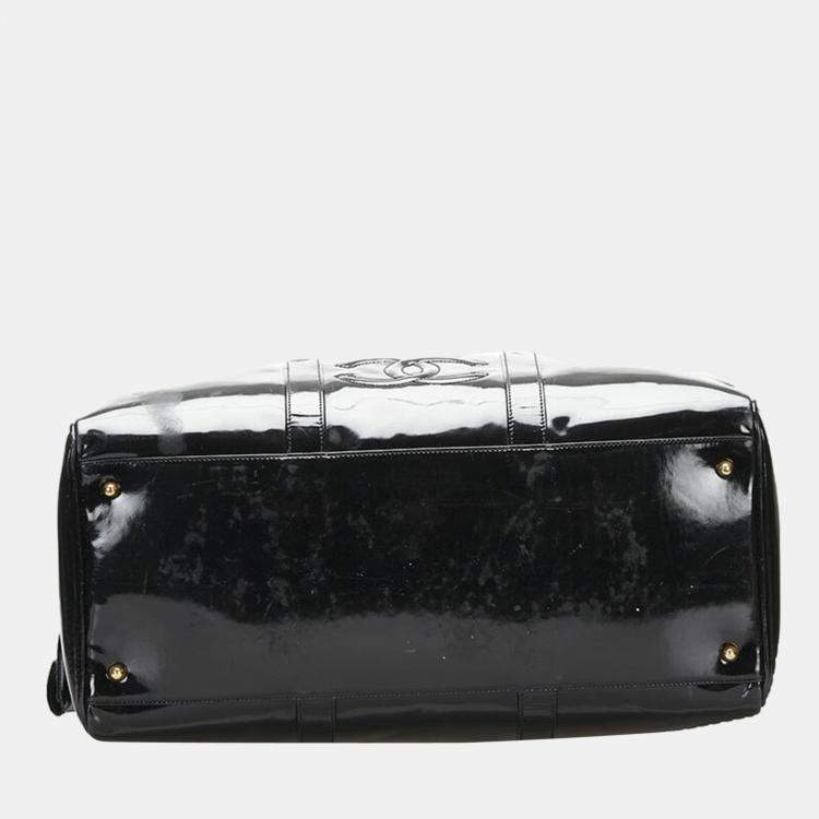 Pre Owned Chanel Vintage Black Patent Leather CC Duffel Bag