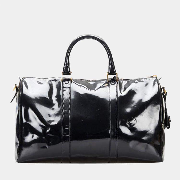 Pre Owned Chanel Vintage Black Patent Leather CC Duffel Bag