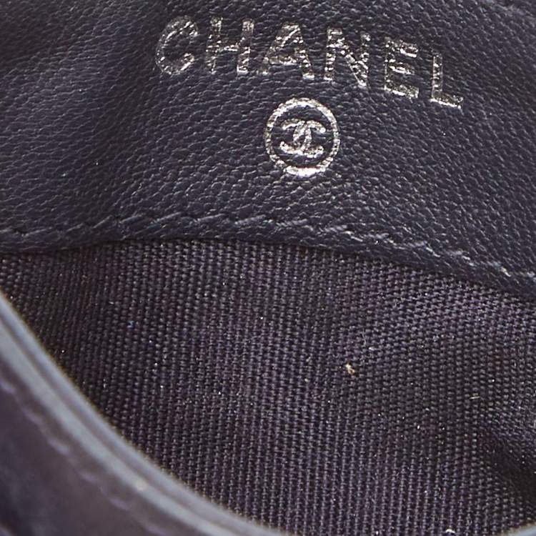 Pre Owned Chanel Navy Blue Quilted Leather CC Diamond Card Holder 