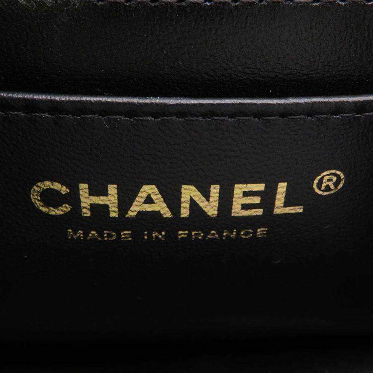 Pre Owned Chanel Black Lambskin Top Handle Mini Flap Bag
