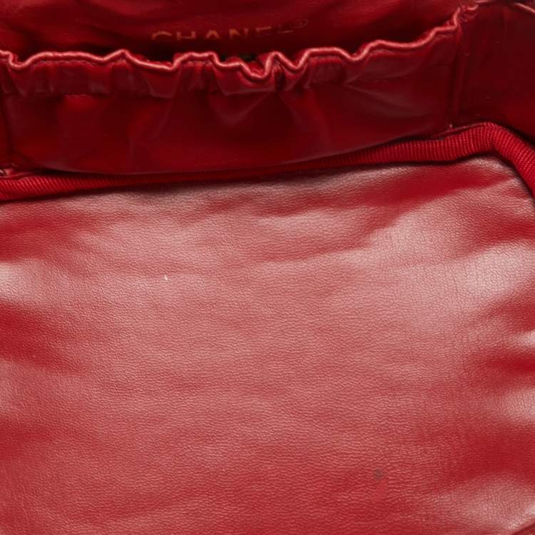 Chanel Red Caviar Leather CC Vanity Case Chanel