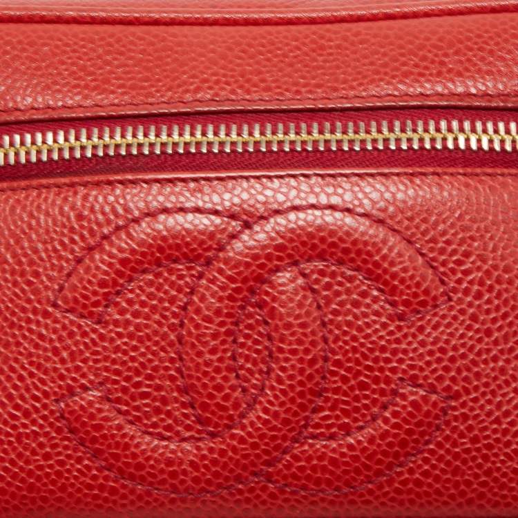 Pre Owned Chanel Red Caviar Leather CC Vanity Case