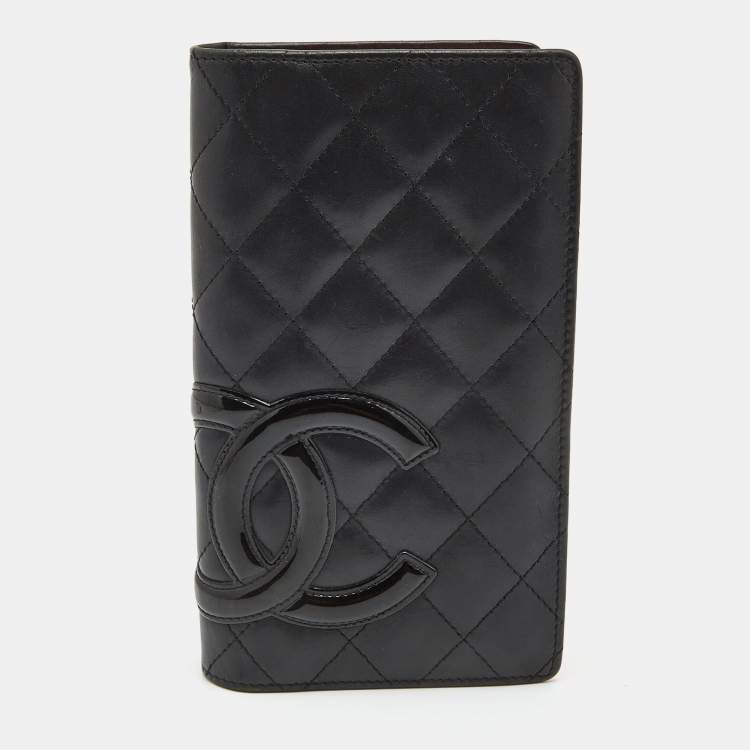 Chanel Calfskin Quilted Cambon Wallet on Chain WOC Black Silver