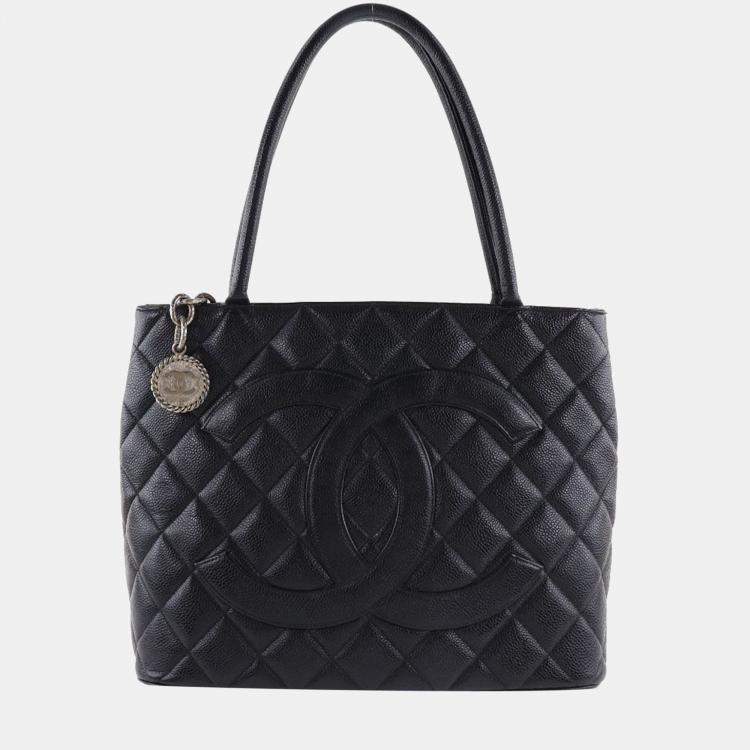 Chanel Black Caviar Leather Medallion Tote Bag Chanel
