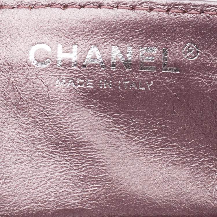 Pre Owned Chanel Metallic Pink Quilted Leather Reissue East/West Chain Clutch 