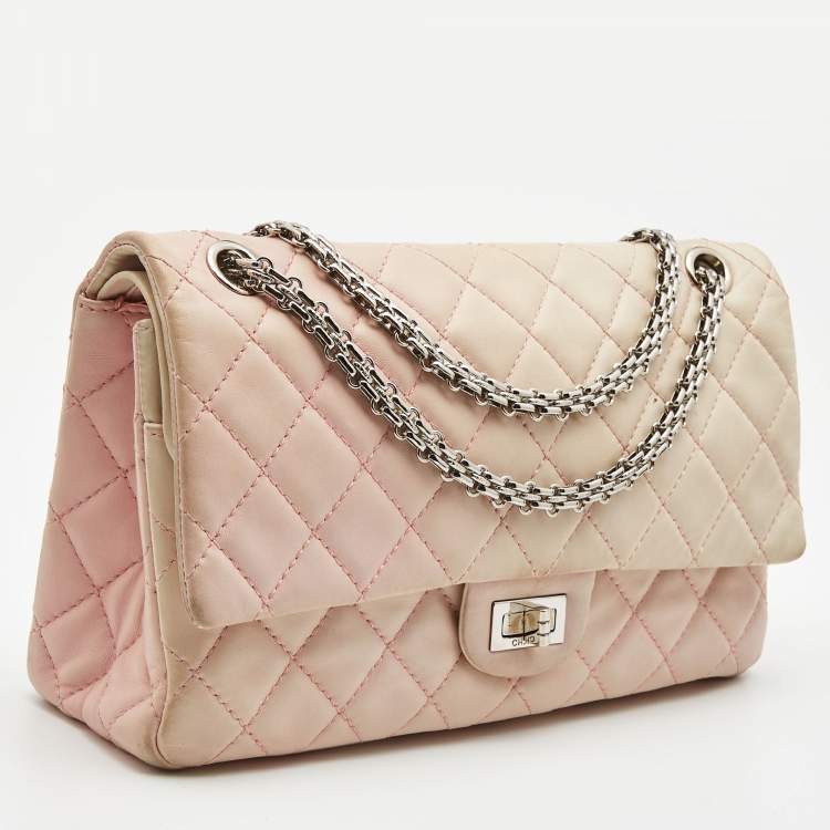 Pre Owned Chanel Pink Ombre Quilted Leather Reissue 2.55 Classic 226 Flap Bag