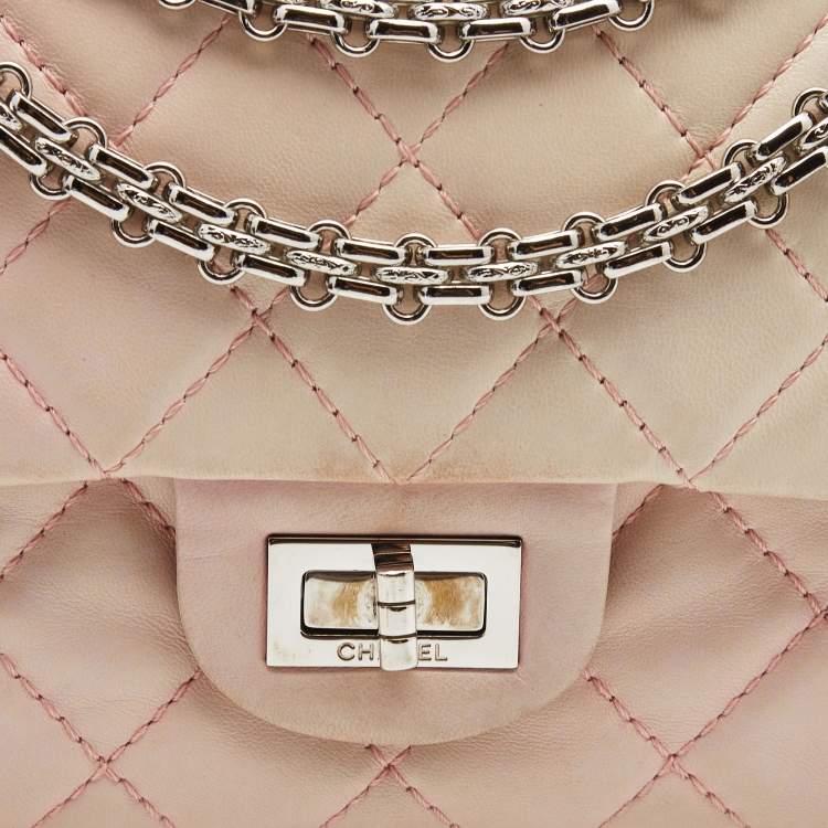 Pre Owned Chanel Pink Ombre Quilted Leather Reissue 2.55 Classic 226 Flap Bag