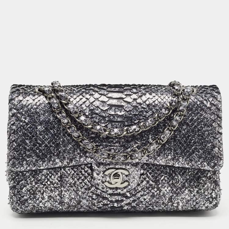 Chanel Silver/Black Python Medium Classic Double Flap Bag Chanel | The  Luxury Closet