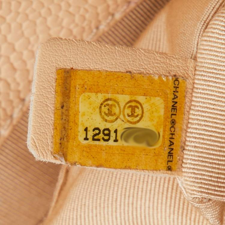 Pre Owned Chanel Beige Quilted Caviar Leather Grand Shopping Tote