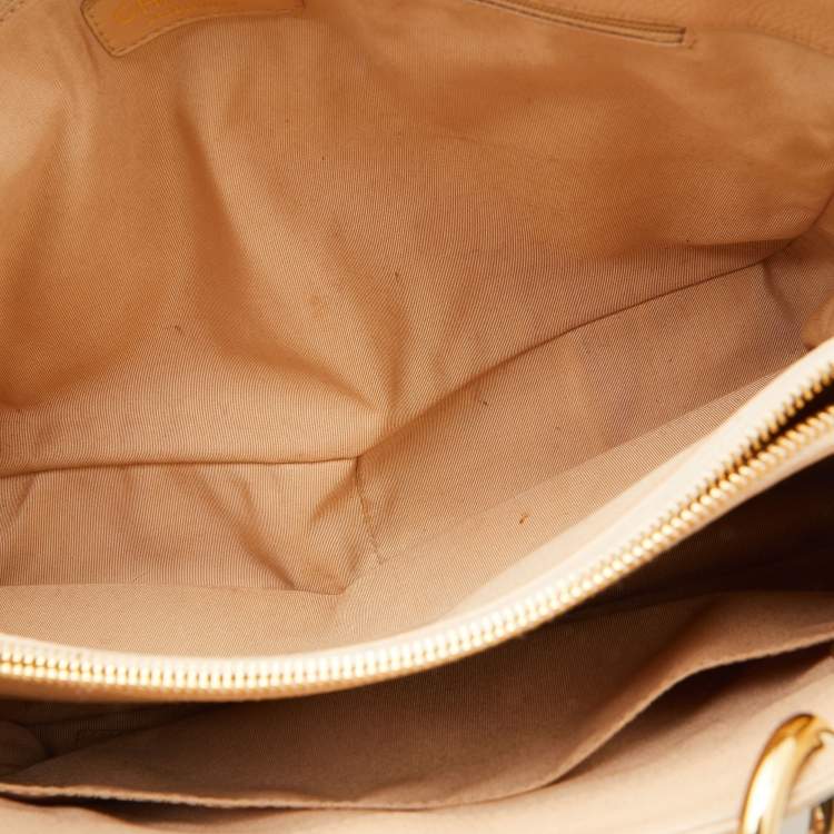 Pre Owned Chanel Beige Quilted Caviar Leather Grand Shopping Tote