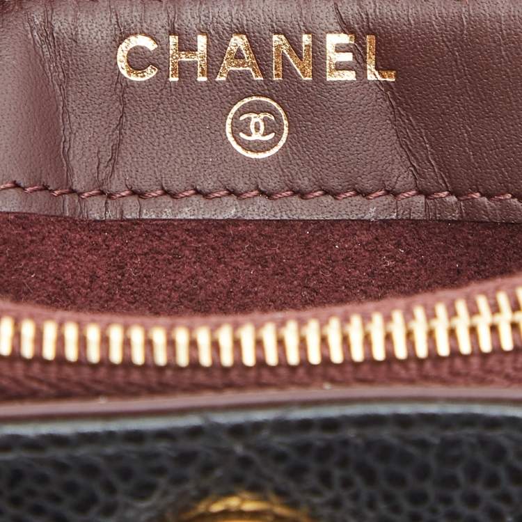 Pre Owned Chanel Black Quilted Caviar Leather CC O Phone Pouch