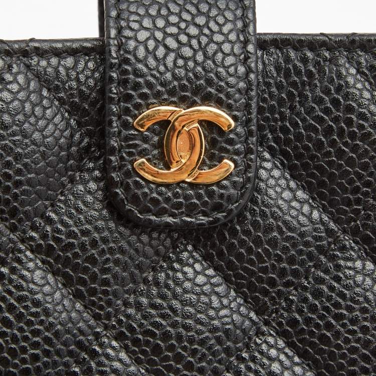 Pre Owned Chanel Black Quilted Caviar Leather CC O Phone Pouch