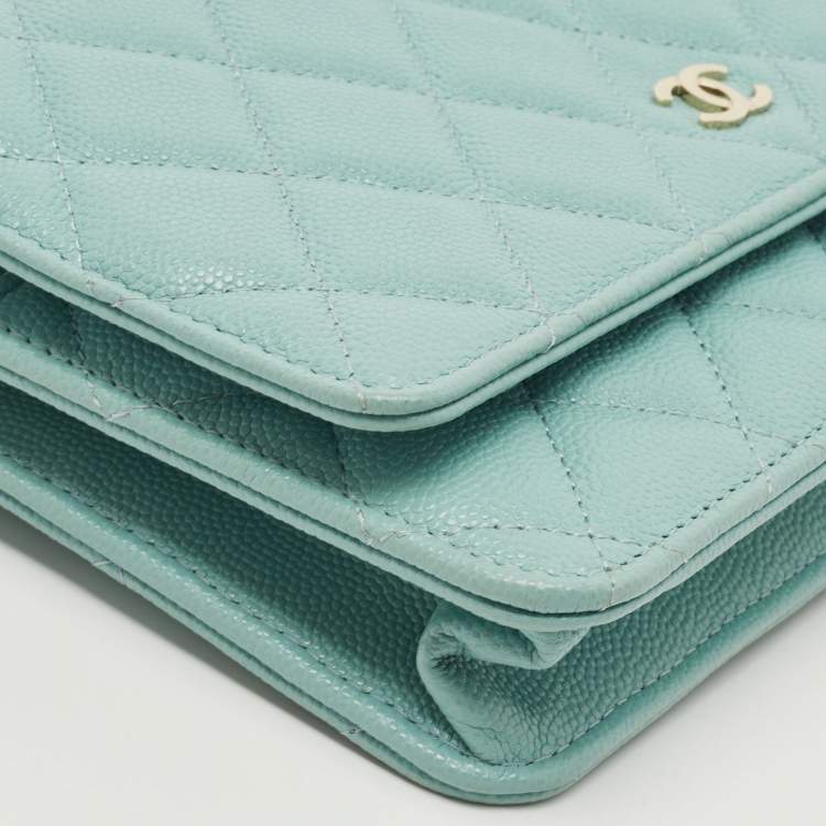 Pre Owned Chanel Celeste Quilted Caviar Leather CC Wallet on Chain 