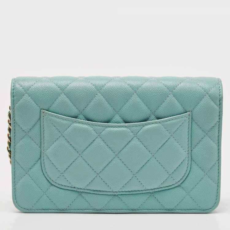 Pre Owned Chanel Celeste Quilted Caviar Leather CC Wallet on Chain 