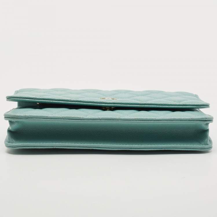 Pre Owned Chanel Celeste Quilted Caviar Leather CC Wallet on Chain 