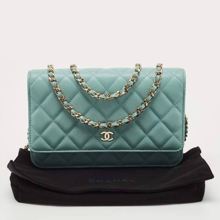 Pre Owned Chanel Celeste Quilted Caviar Leather CC Wallet on Chain 