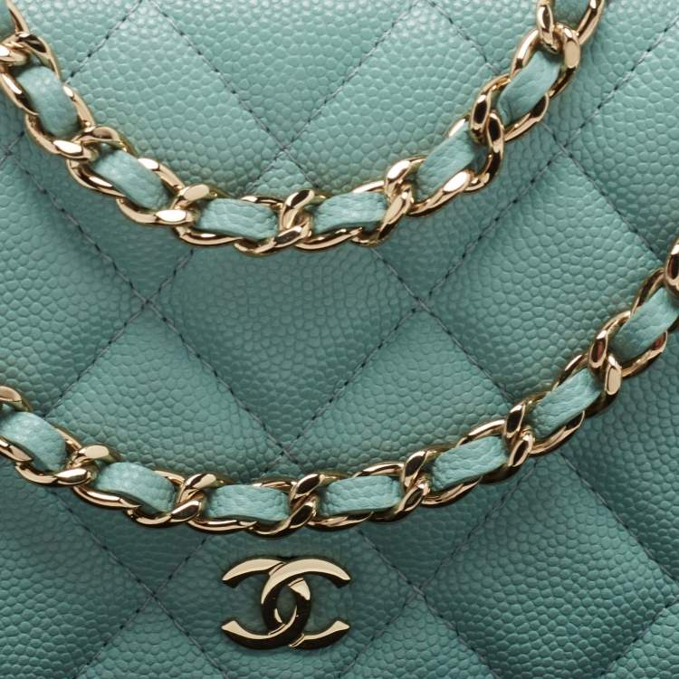 Pre Owned Chanel Celeste Quilted Caviar Leather CC Wallet on Chain 