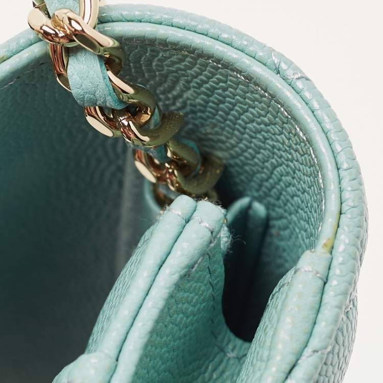 Pre Owned Chanel Celeste Quilted Caviar Leather CC Wallet on Chain 