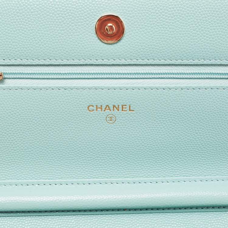 Pre Owned Chanel Celeste Quilted Caviar Leather CC Wallet on Chain 