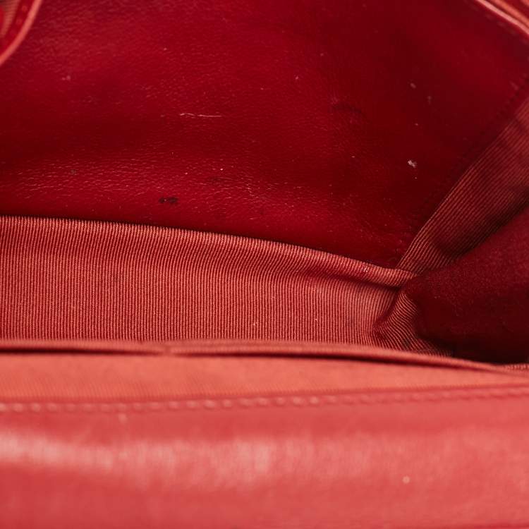Pre Owned Chanel Red Quilted Leather Classic Wallet on Chain