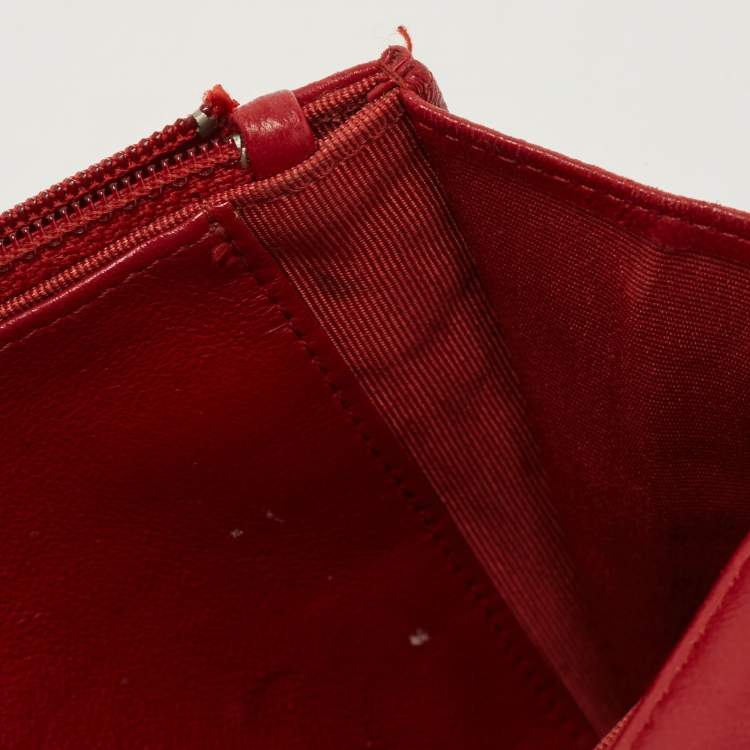 Pre Owned Chanel Red Quilted Leather Classic Wallet on Chain