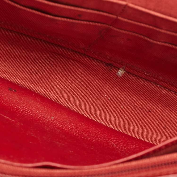 Pre Owned Chanel Red Quilted Leather Classic Wallet on Chain