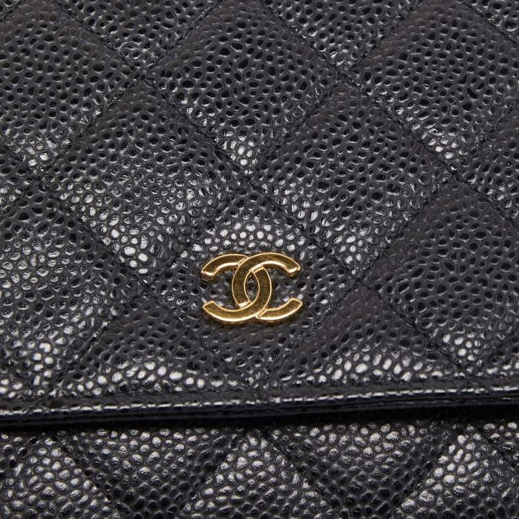 Pre Owned Chanel Black Quilted Caviar Leather WOC Bag