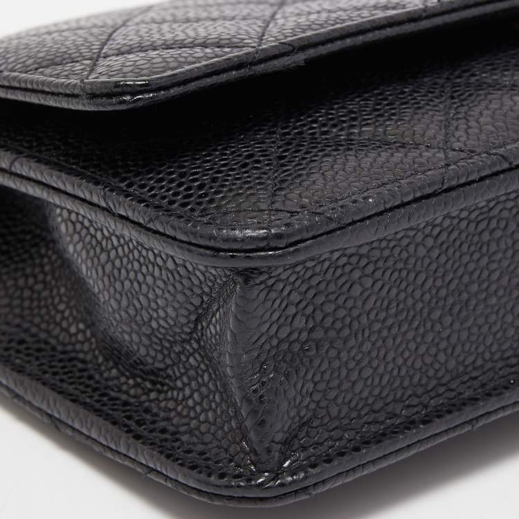 Pre Owned Chanel Black Quilted Caviar Leather WOC Bag