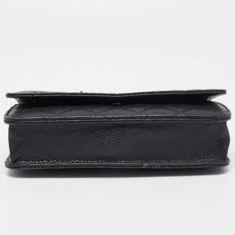 Pre Owned Chanel Black Quilted Caviar Leather WOC Bag