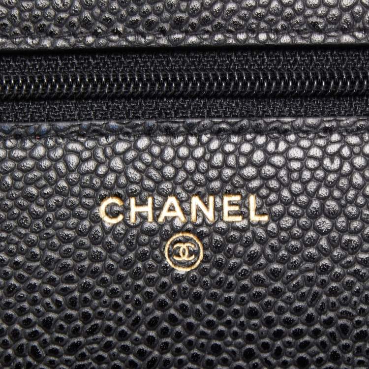 Pre Owned Chanel Black Quilted Caviar Leather WOC Bag