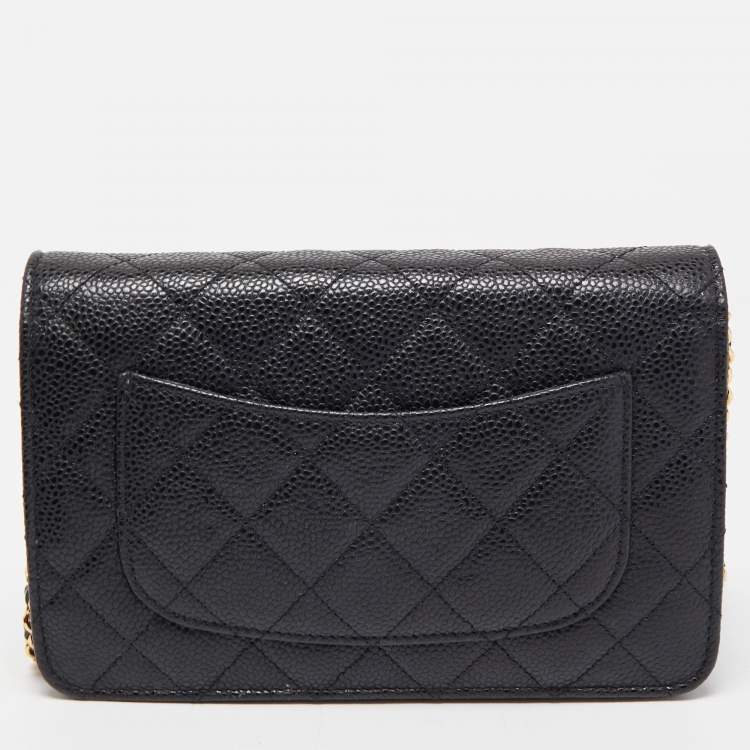 Pre Owned Chanel Black Quilted Caviar Leather WOC Bag