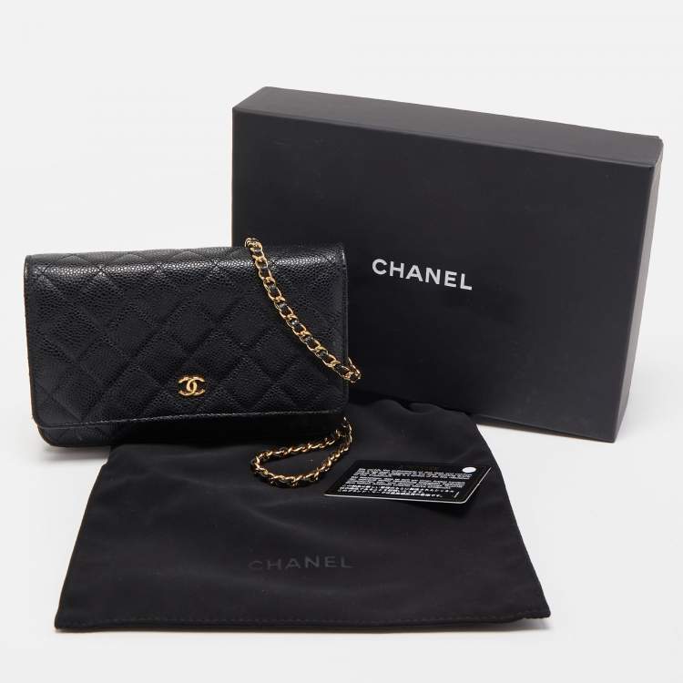 Pre Owned Chanel Black Quilted Caviar Leather WOC Bag