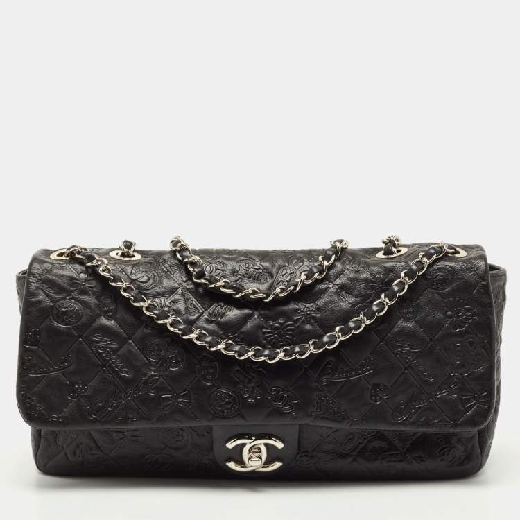 Chanel Black Lucky Charm Embossed Leather CC Flap Bag Chanel
