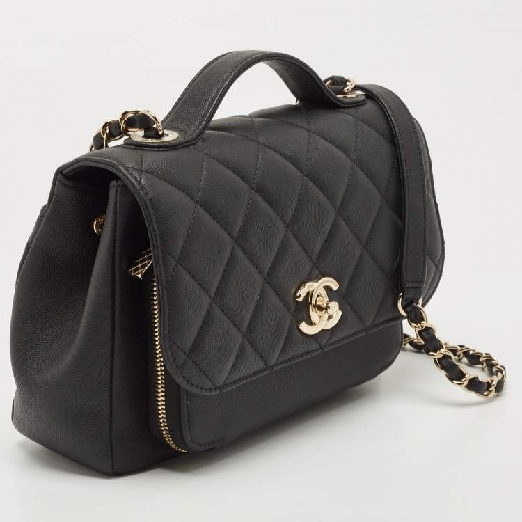 Pre Owned Chanel Black Caviar Leather Small Business Affinity Flap Bag