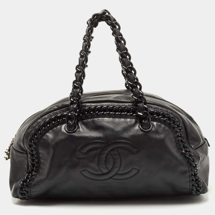 Chanel Black Patent Leather Luxe Ligne Tote Bag