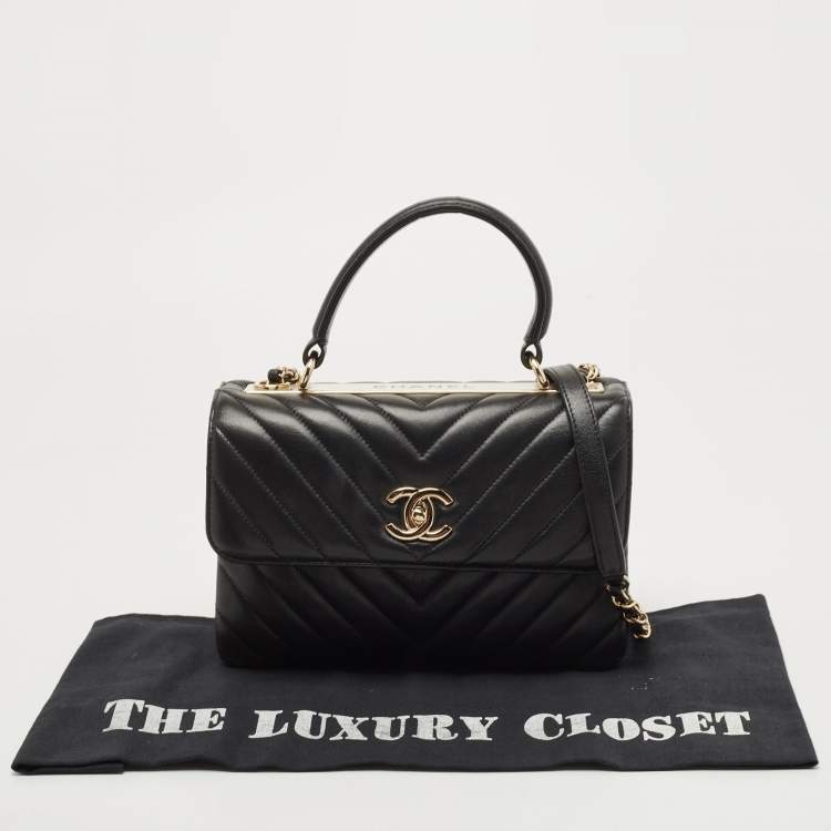 Pre Owned Chanel Black Quilted Leather Small Trendy CC Flap Top Handle Bag