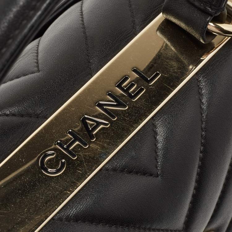 Pre Owned Chanel Black Quilted Leather Small Trendy CC Flap Top Handle Bag