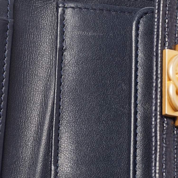 Pre Owned Chanel Blue Quilted Caviar Leather Small Boy Wallet